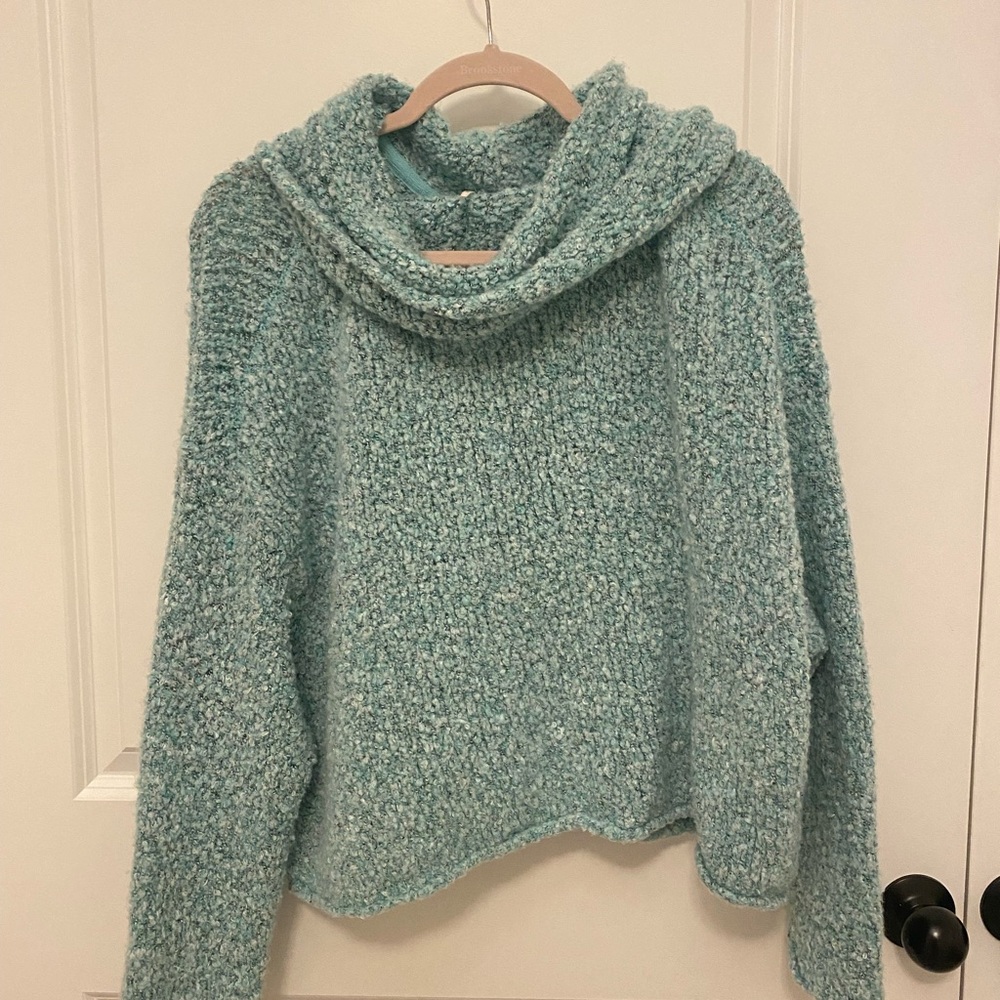 Free People Blue Cowl Neck Sweater
